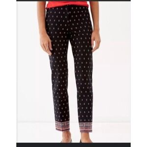 J Jill Premium Bistretch Petite Black Geometric Print Straight Leg Pants Size 8